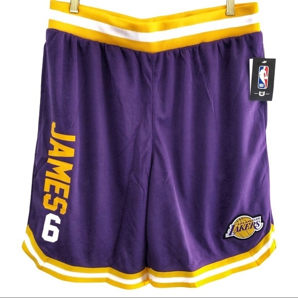 NBA Lakers LaBron James Basketball Short Purple XL & Large NWT - Picture 2 of 12